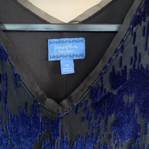 Simply Vera Vera Wang Dresses - Simply Vera Blue Floral Velvet Long Sleeve Dress Simply Vera Vera Wang Dresses - Simply Vera Blue Floral Velvet Long Sleeve Dress